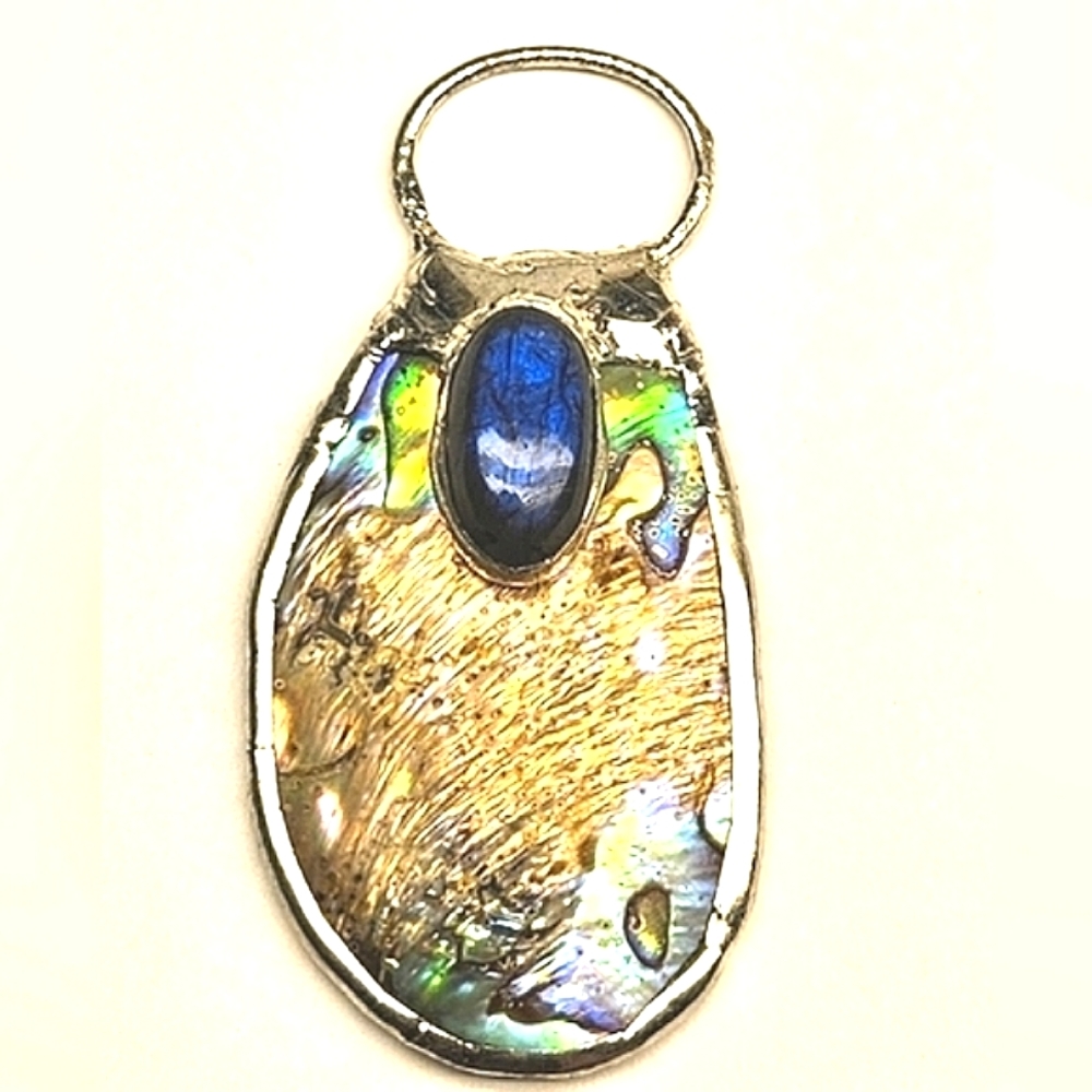 Labradorite and Abalone Shell Pendant